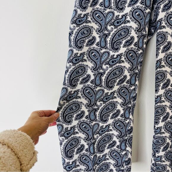 Banana Republic blue white paisley wide leg cropped coastal preppy pants 2 - Picture 4 of 8